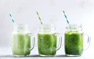 Green healthy smoothie with cricket protein