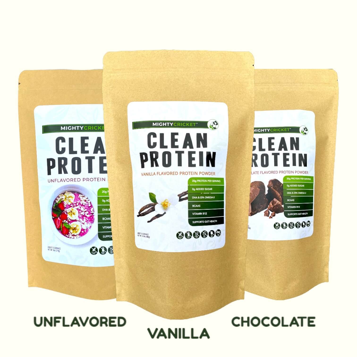 clean protein powder vanilla chocolate unflavored